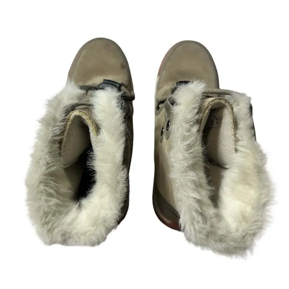 Sorel Explorer Joan Waterproof Kids Winter Boots Faux Fur Suede Youth 3 EU 34